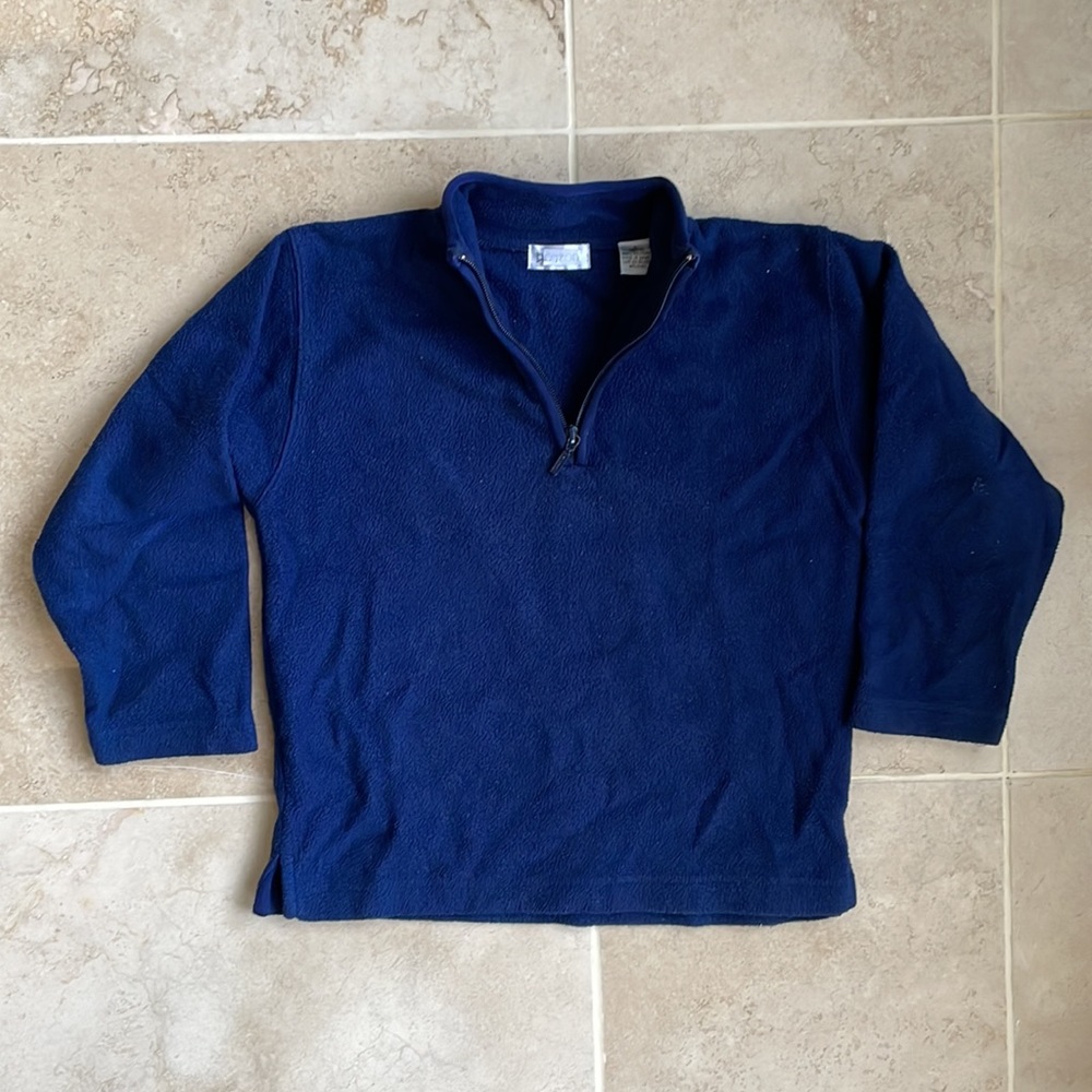 HORIZON FLEECE Blue long sleeve 1/2 zip large (6x-7) polyester